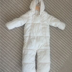 GAP Baby White Quilted Snowsuit